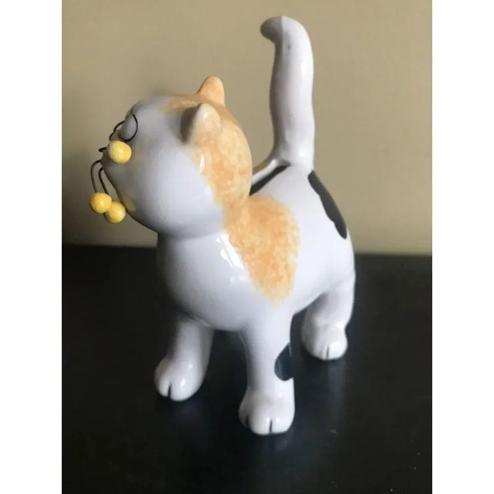 Ceramic Calico Cat Bank with Wire &‎ Ceramic Whiskers with Stopper